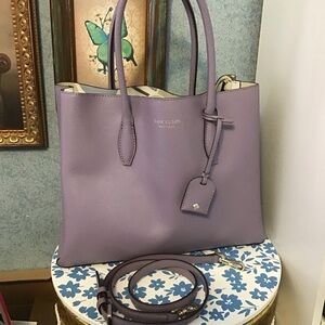 Kate spade tote lavender lilac pebble leather breezy floral